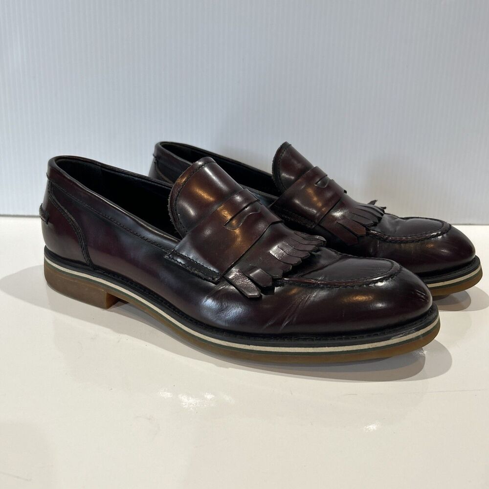 Antonio Maurizi Suit Supply Men's 9  Leather Penny Loafer Shoes Chestnut EU 43